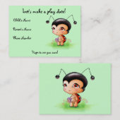 D'appel Petite carte de date de jeu de fille de coccinelle (Devant / Derrière)