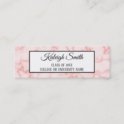 D'appel Pink Marble Graduation Insérer la carte de nom (Devant)
