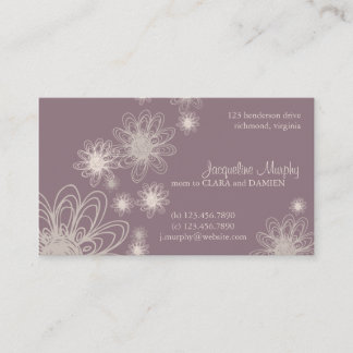 D'appel Pourpre de griffonnage de fleur • Carte de visite