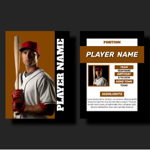 D'appel Profil de joueur de carte de baseball personnalisé