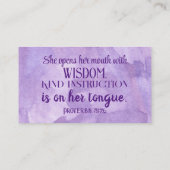 D'appel Proverbes 31:25-26 Carte d'appel, Pass on Note, (Dos)