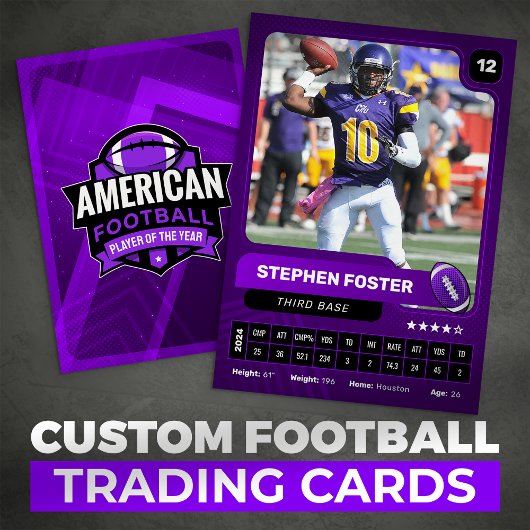 D'appel Purple Pro American Football Player Carte de comme