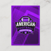 D'appel Purple Pro American Football Player Carte de comme (Dos)