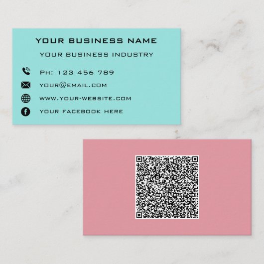 D'appel QR Code Nom Info texte Couleurs Carte de visite mo (Devant / Derrière)