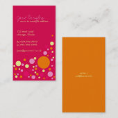 D'appel "Rétros points" roses et carte de visite orange de (Devant / Derrière)