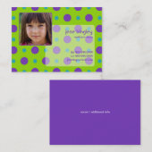 D'appel "Rétros points" verts et carte de visite pourpre (Devant / Derrière)