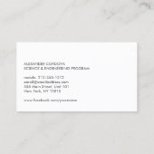 D'appel UNIVERSITÉ/COLLEGE ÉTUDIANT DK GRAY Carte de visit (Dos)