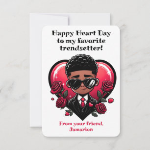 Dapper Afro-Amerikaans Jongen Klaslokaal Valentijn Bedankkaart