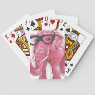 Dapper Animal Roze olifant in eierassen Pokerkaarten