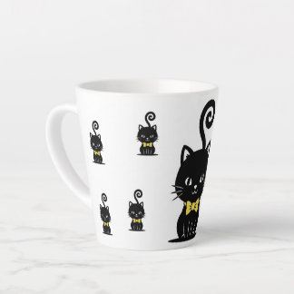 Dapper Black Cat Mug, Kitty with Bow Tie Latte Mok