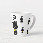 Dapper Black Cat Mug, Kitty with Bow Tie Latte Mok (Rechterhoek)