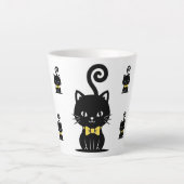 Dapper Black Cat Mug, Kitty with Bow Tie Latte Mok (Voorkant)