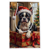 Dapper Boston Terrier Dog Christmas Gift Medium Cadeauzakje (Voorkant)