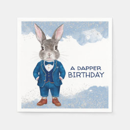 Dapper Boy Bunny in een Blue Suit Party Servet