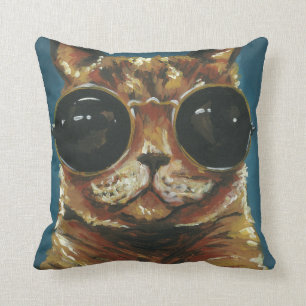 Dapper Dier Kitten Met Zonnebril Kussen