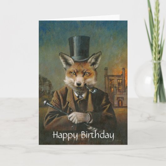 Dapper Fox Birthday Kaart (Voorkant)