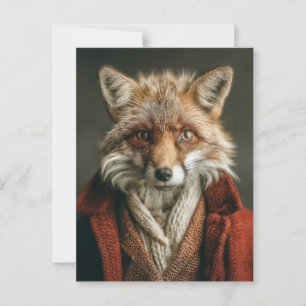 Dapper Fox in gezellige stijl Briefkaart