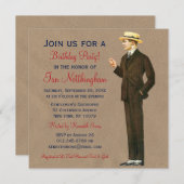 Dapper Gentleman's Birthday Party Kaart (Voorkant / Achterkant)