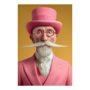 Dapper heer in roze foto afdruk