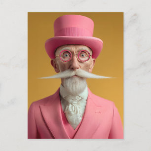 Dapper heer in roze uitnodiging briefkaart