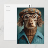 Dapper hondje in de winter Draag Briefkaart (Voorkant / Achterkant)