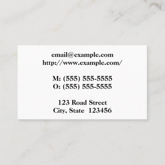 Dapper, Humble en Simple Visitekaartje (Achterkant)