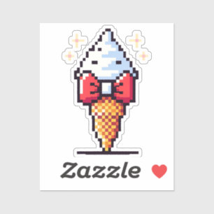 Dapper Ice Cream - Schattige Pixel Art Dessert Des Sticker