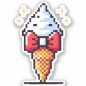 Dapper Ice Cream - Schattige Pixel Art Dessert Des Sticker (Voorkant)