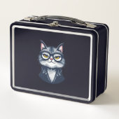 Dapper kat in bril en pak lunchbox (Voorkant)