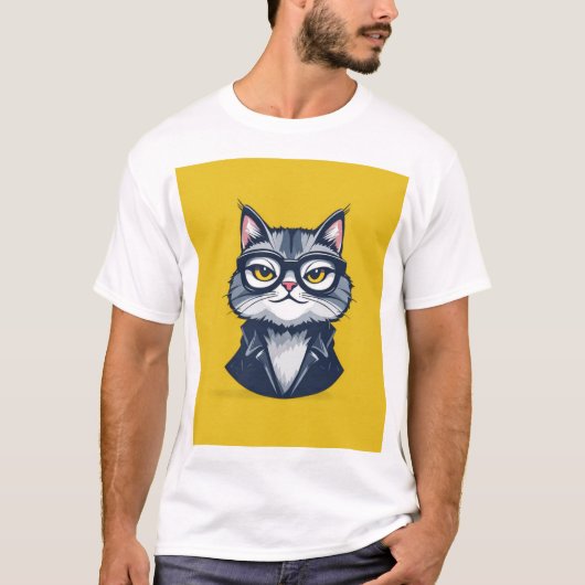"Dapper kat in bril en pak Mannen T-shirt" T-shirt (Voorkant)
