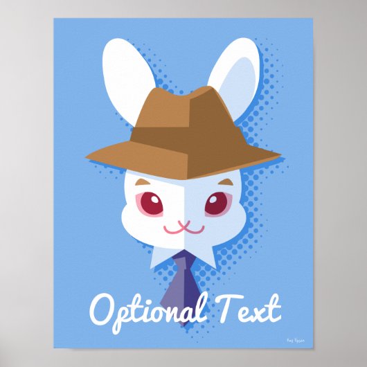 Dapper Kawaii White Rabbit Poster (Voorkant)