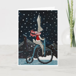 Dapper rabbit on a bicycle card kaart