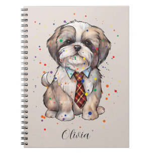 Dapper Shih Tzu Notitieboek – Waterverf met Stropd
