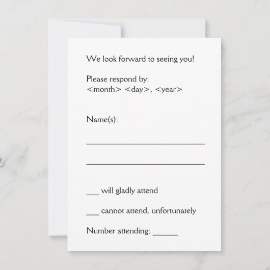 Dapper, Simple & Basic "R.S.V.P." Carte (Dos)