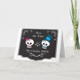 Dapper Skull Wedding Couple Kaart