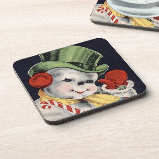 Dapper Snowman set van kurk Onderzetters (Linkerzijde)