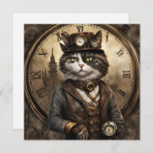 Dapper Steampunk Calico Cat Feestdagenkaart (Voorkant / Achterkant)