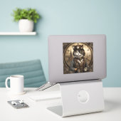 Dapper Steampunk Calico Cat Sticker (Laptop op bureau)
