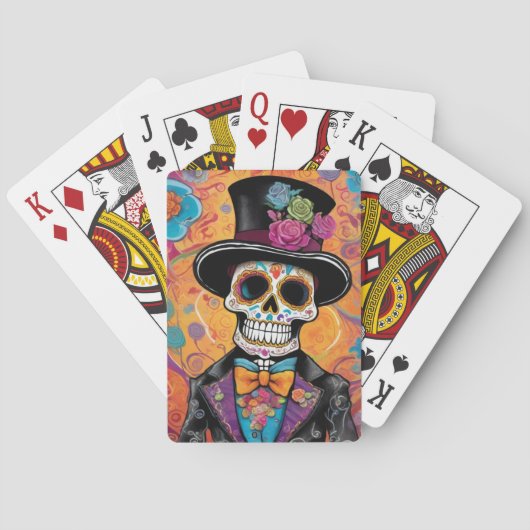 Dapper Sugar Skull: Dag van de Doden Pokerkaarten (Achterkant)