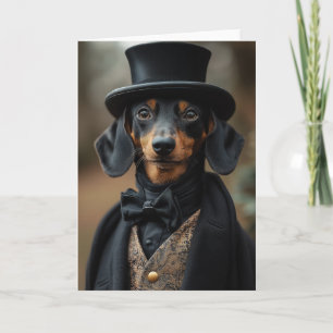 Dapper teckel in elegante Victoriaans kleding