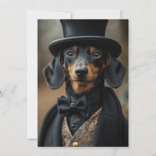 Dapper teckel in elegante Victoriaans kleding Kaart