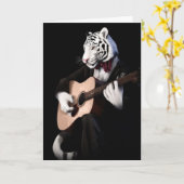 Dapper Tiger – Sophisticated Greeting Card Kaart (Gele Bloem)