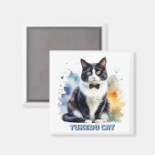 Dapper Tuxedo Cat Magneet (Voorkant / Achterkant)