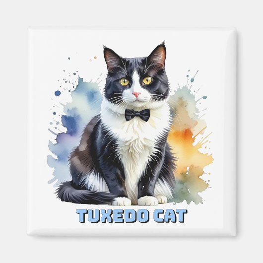 Dapper Tuxedo Cat Magneet (Voorkant)