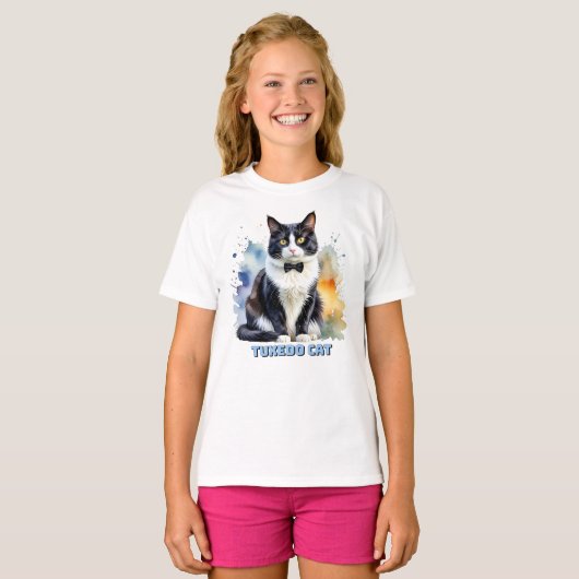 Dapper Tuxedo Cat T-shirt (Voorkant volledig)
