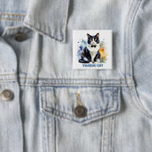 Dapper Tuxedo Cat Vierkante Button 5,1 Cm (In situ)