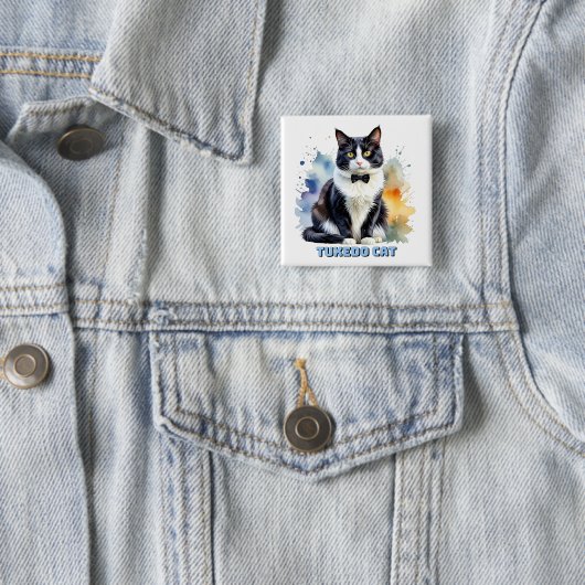 Dapper Tuxedo Cat Vierkante Button 5,1 Cm (In situ)