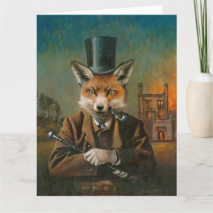 Dapper Victoriaans Fox Large Greetings Card Kaart