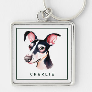 Dapper Whippet Pup gepersonaliseerd Sleutelhanger