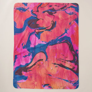 Dappere 1 Rood Blauw Ebru Stijl Abstracte Deken